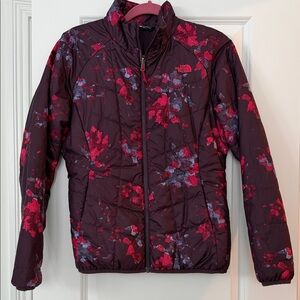 The North Face Women's Floral Quilted Puffer Jacket - Plum with Pink Accents
